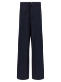 Blue Nylon Casual Pants