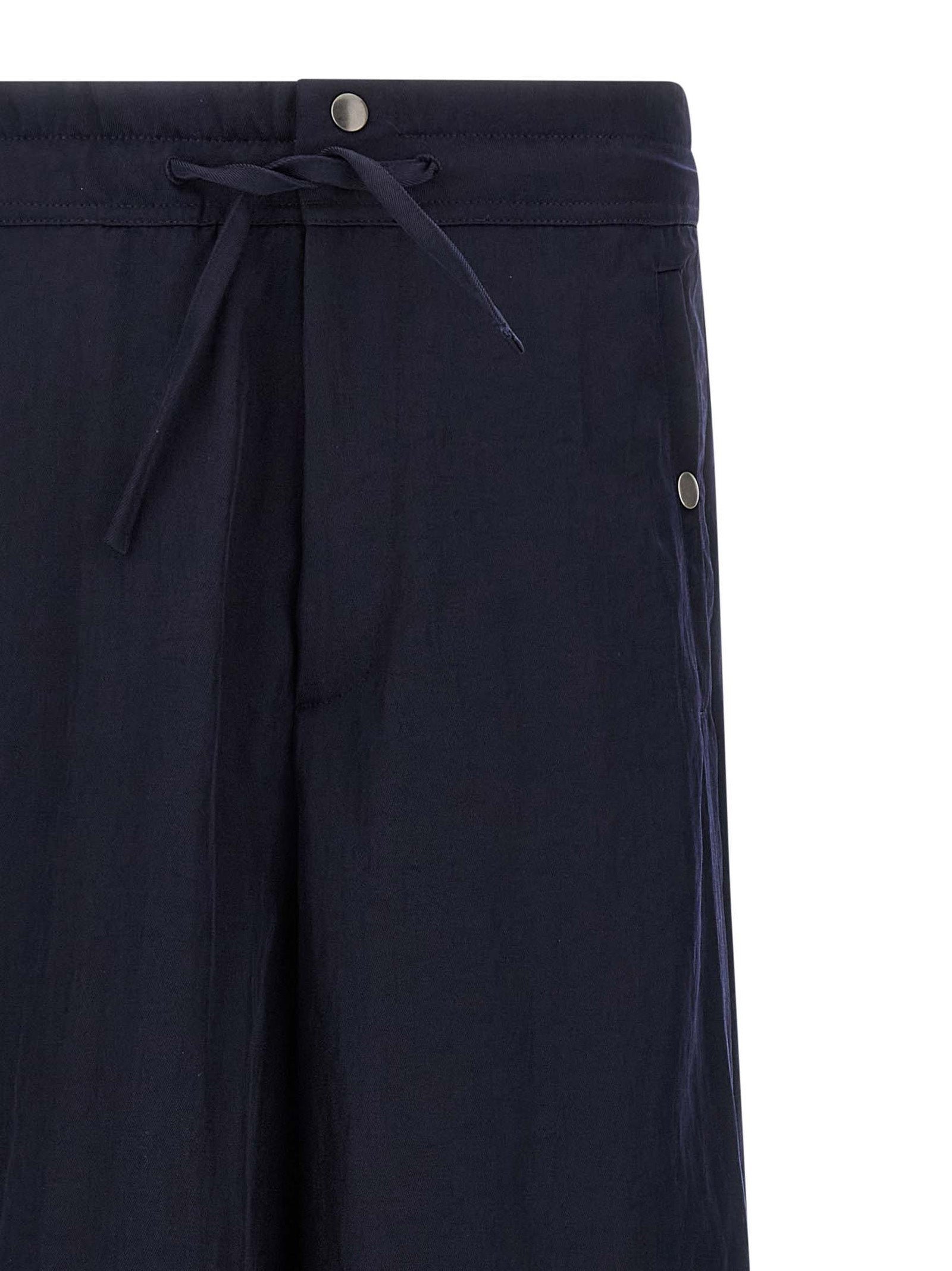 Blue Nylon Casual Pants