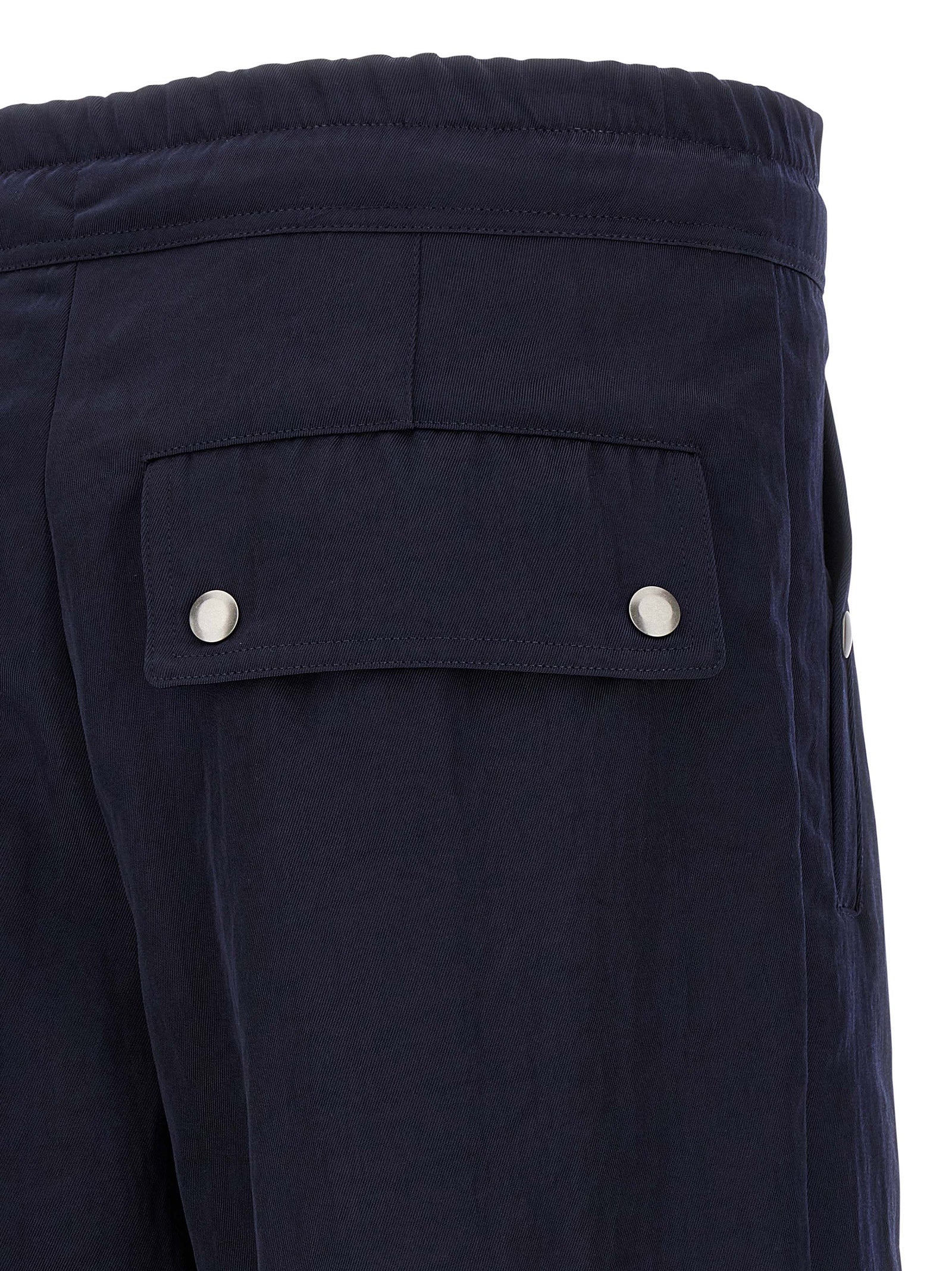 Blue Nylon Casual Pants