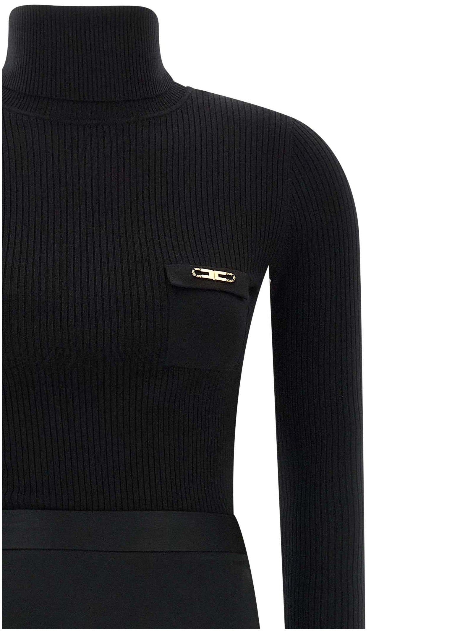 Black Lycra Midi Dress