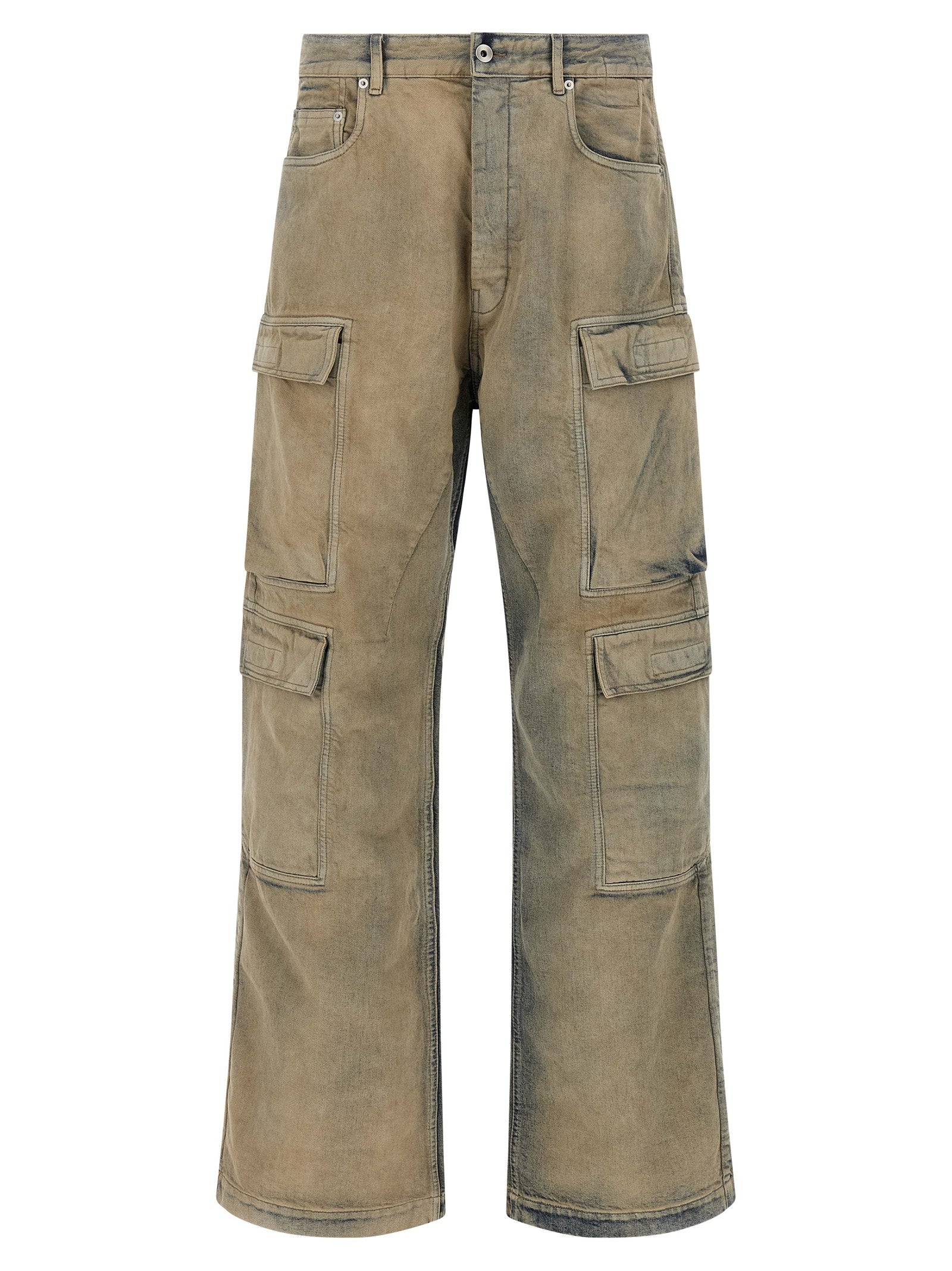 Beige Cotton Cargo Pants