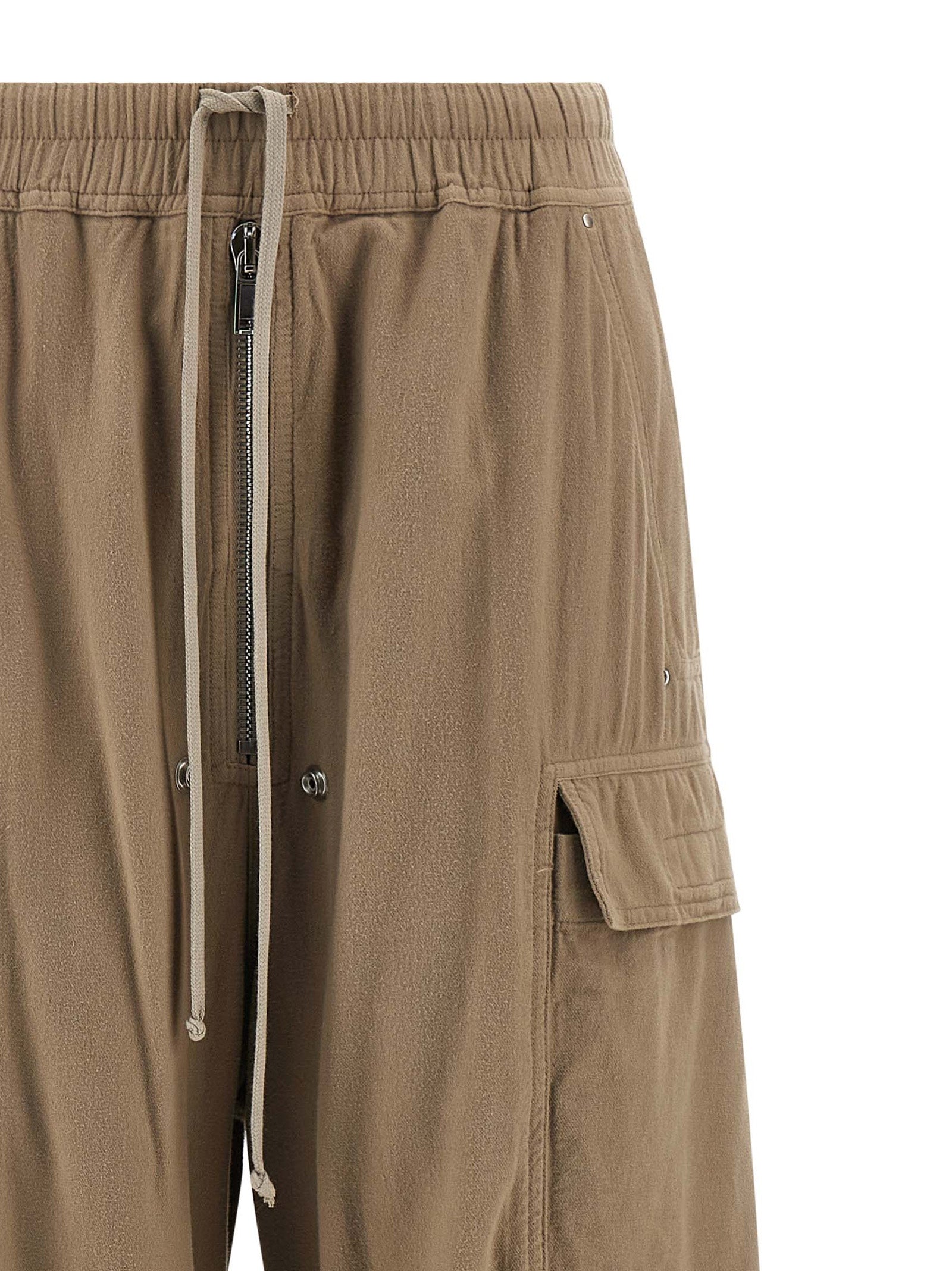 Beige Cotton Cargo Pants