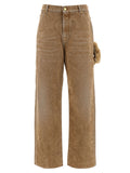 Beige Cotton Straight-Leg Jeans