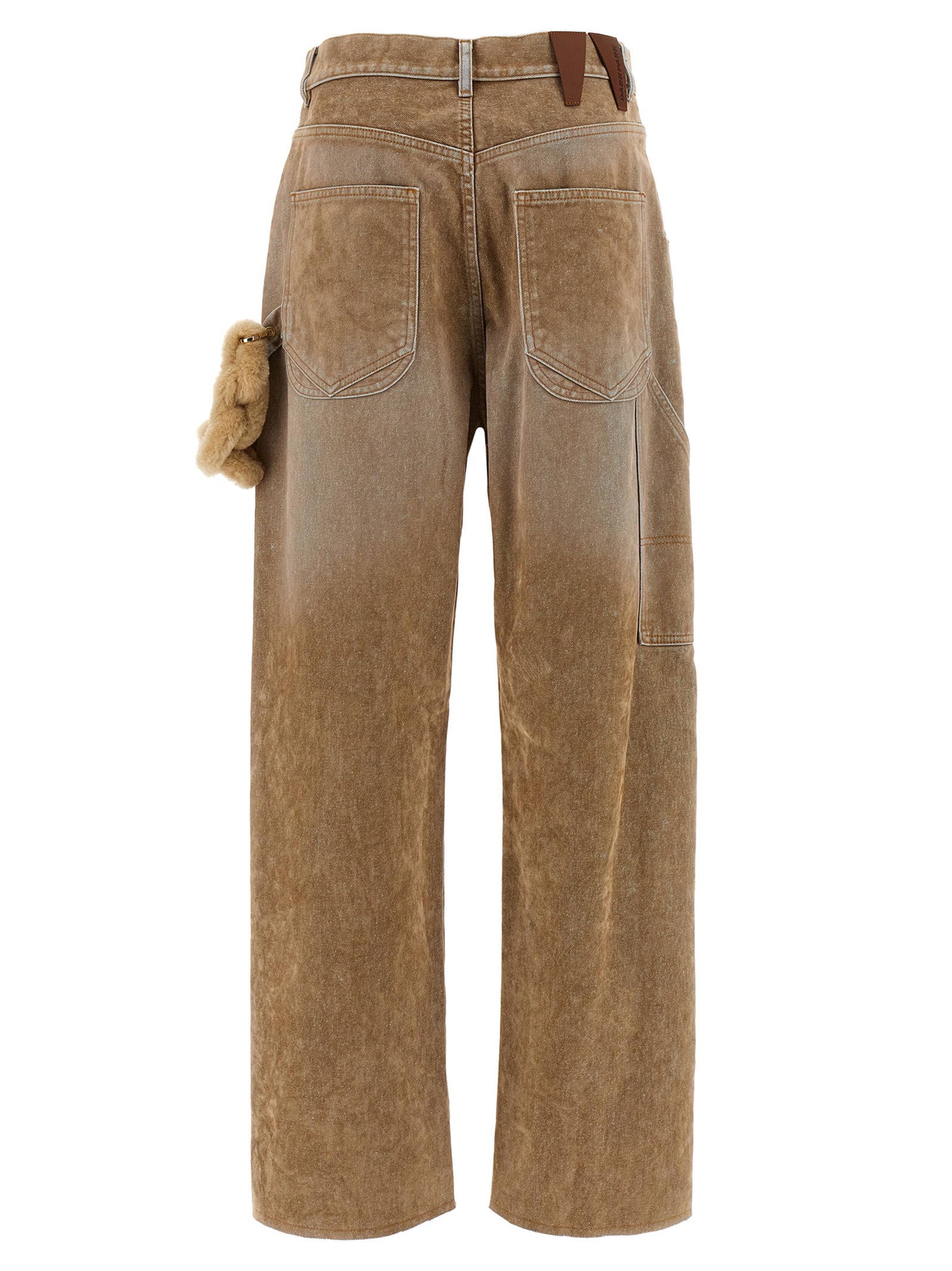 Beige Cotton Straight-Leg Jeans