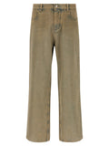 Beige Cotton Straight-Leg Jeans