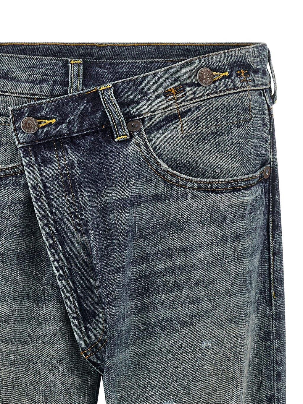 Blue Cotton Straight-Leg Jeans