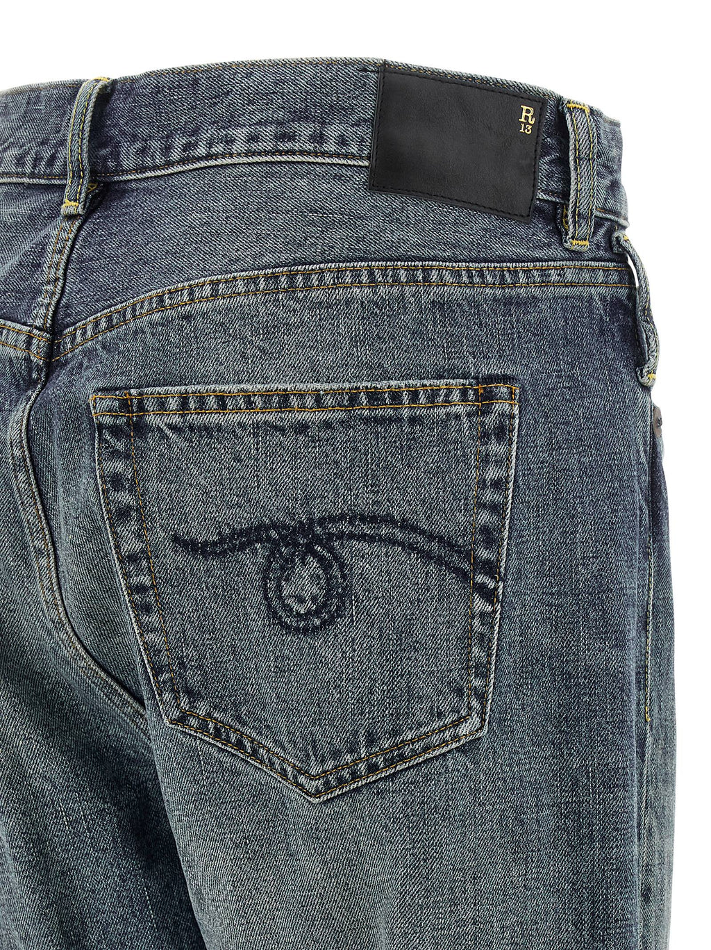 Blue Cotton Straight-Leg Jeans