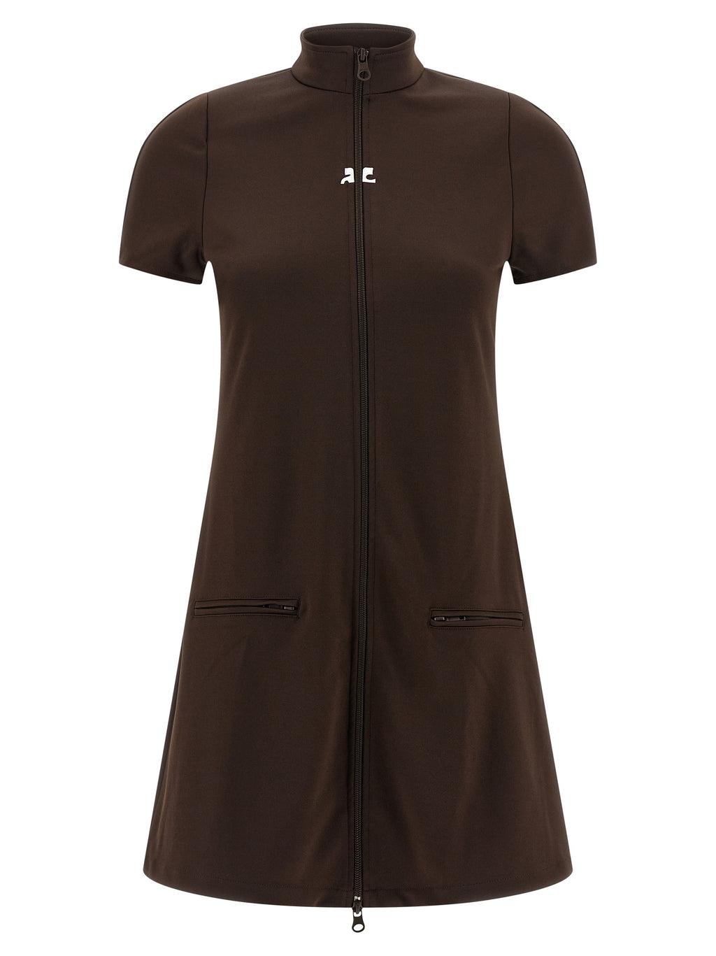Brown Polyester Short Dress