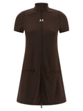 Brown Polyester Short Dress
