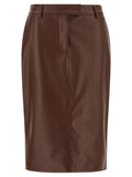 Brown Leather Midi Skirt