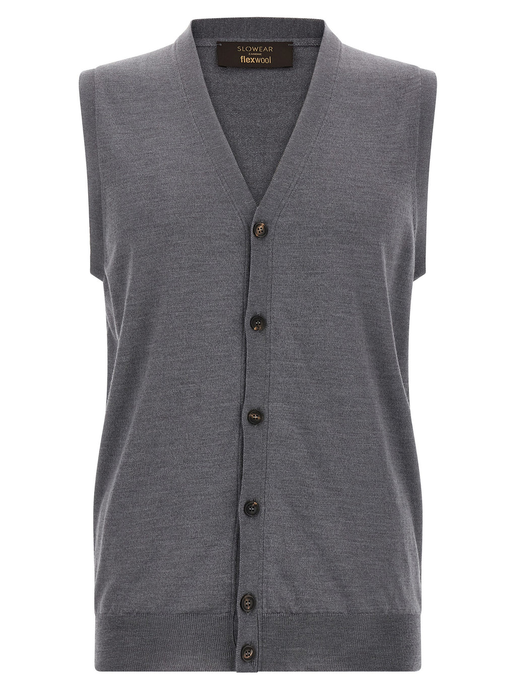 Gray Virgin Wool Sleeveles Sweater