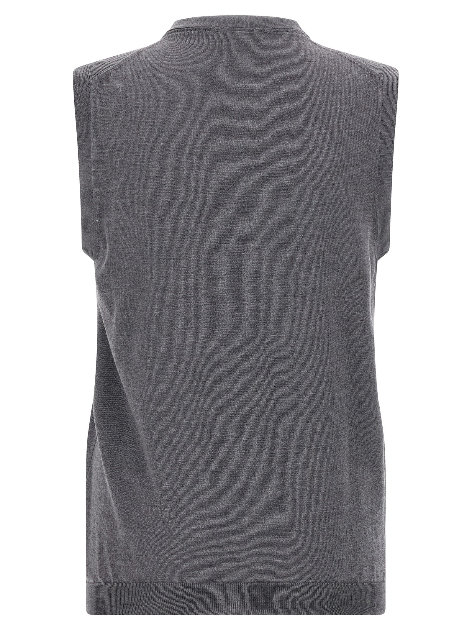 Gray Virgin Wool Sleeveles Sweater