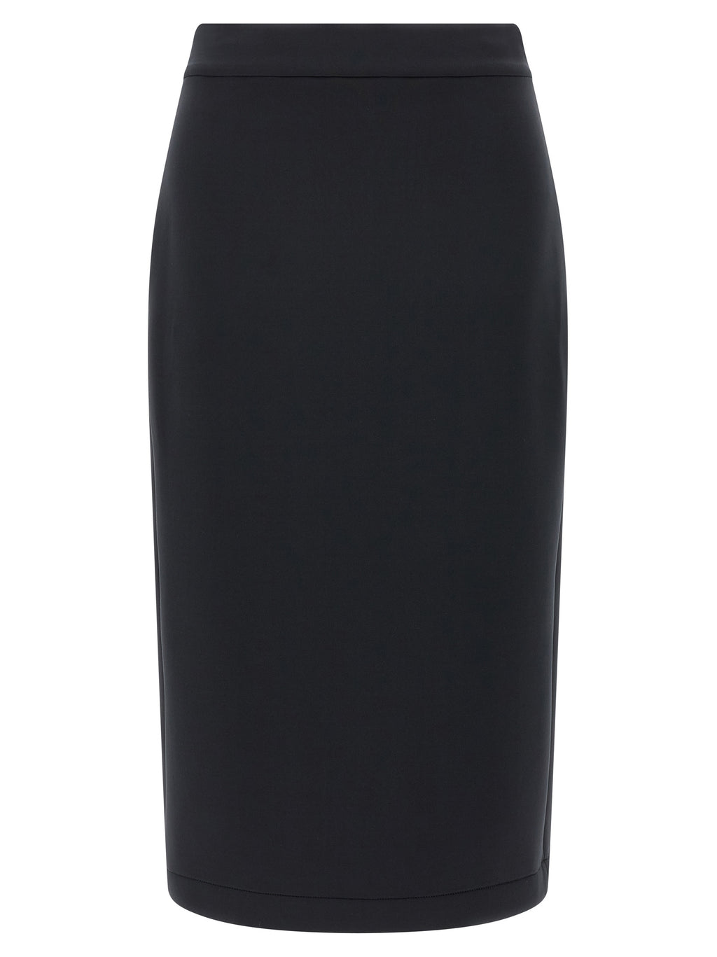 Black Polyester Midi Skirt
