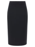 Black Polyester Midi Skirt
