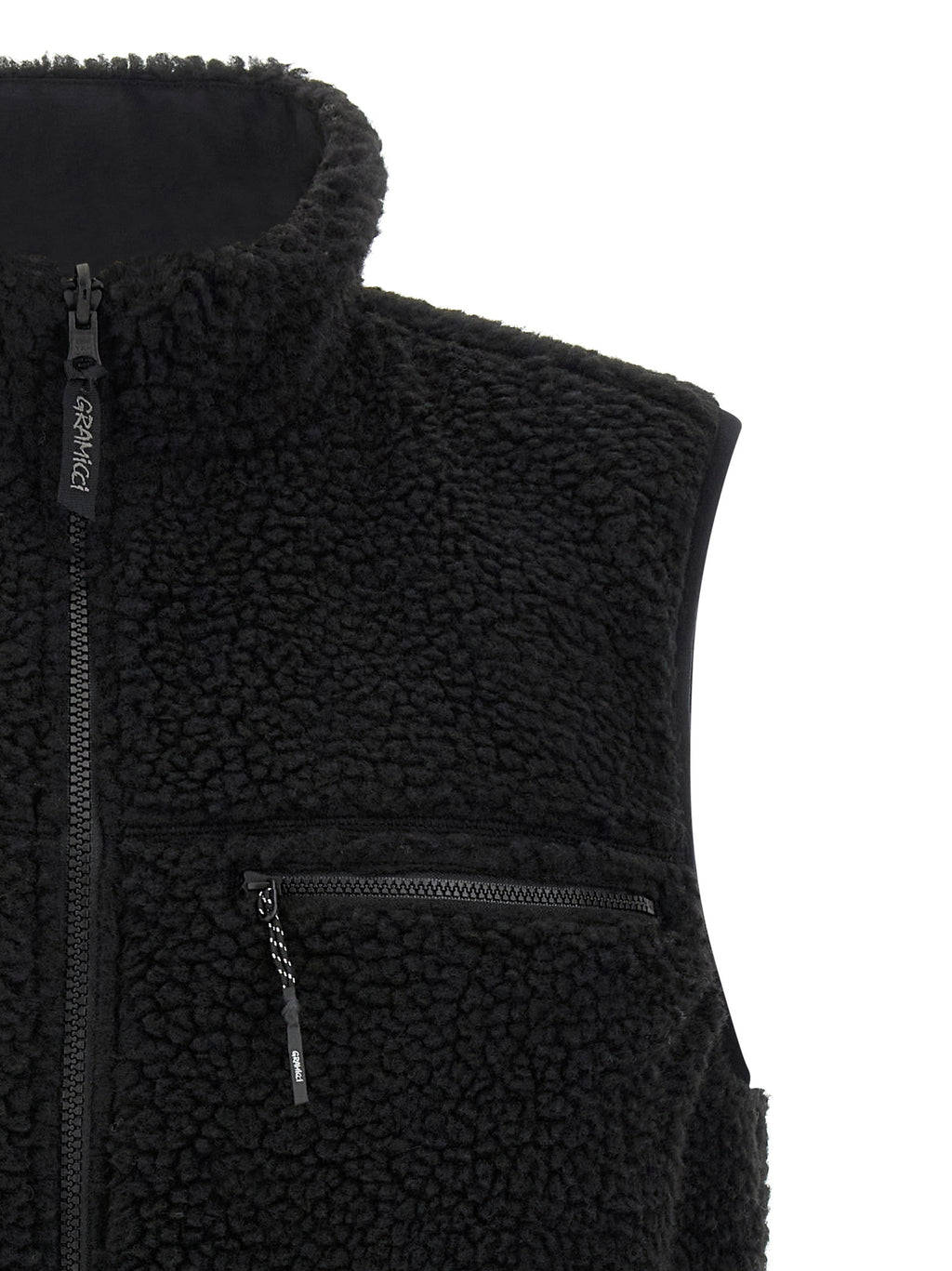 Black Polyester Sleeveless Jacket