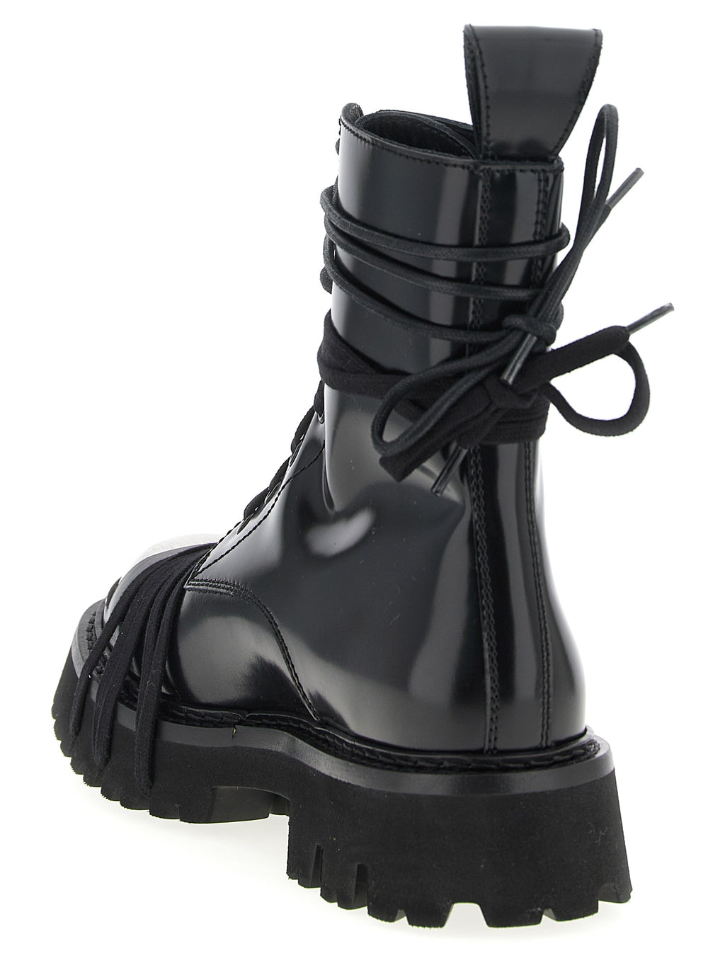 Black Calfskin Lace-Up Boots