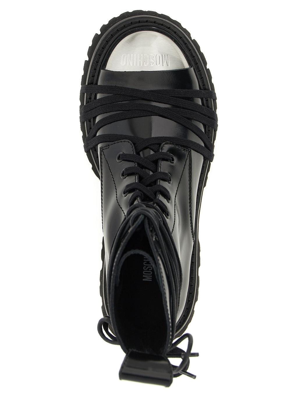 Black Calfskin Lace-Up Boots