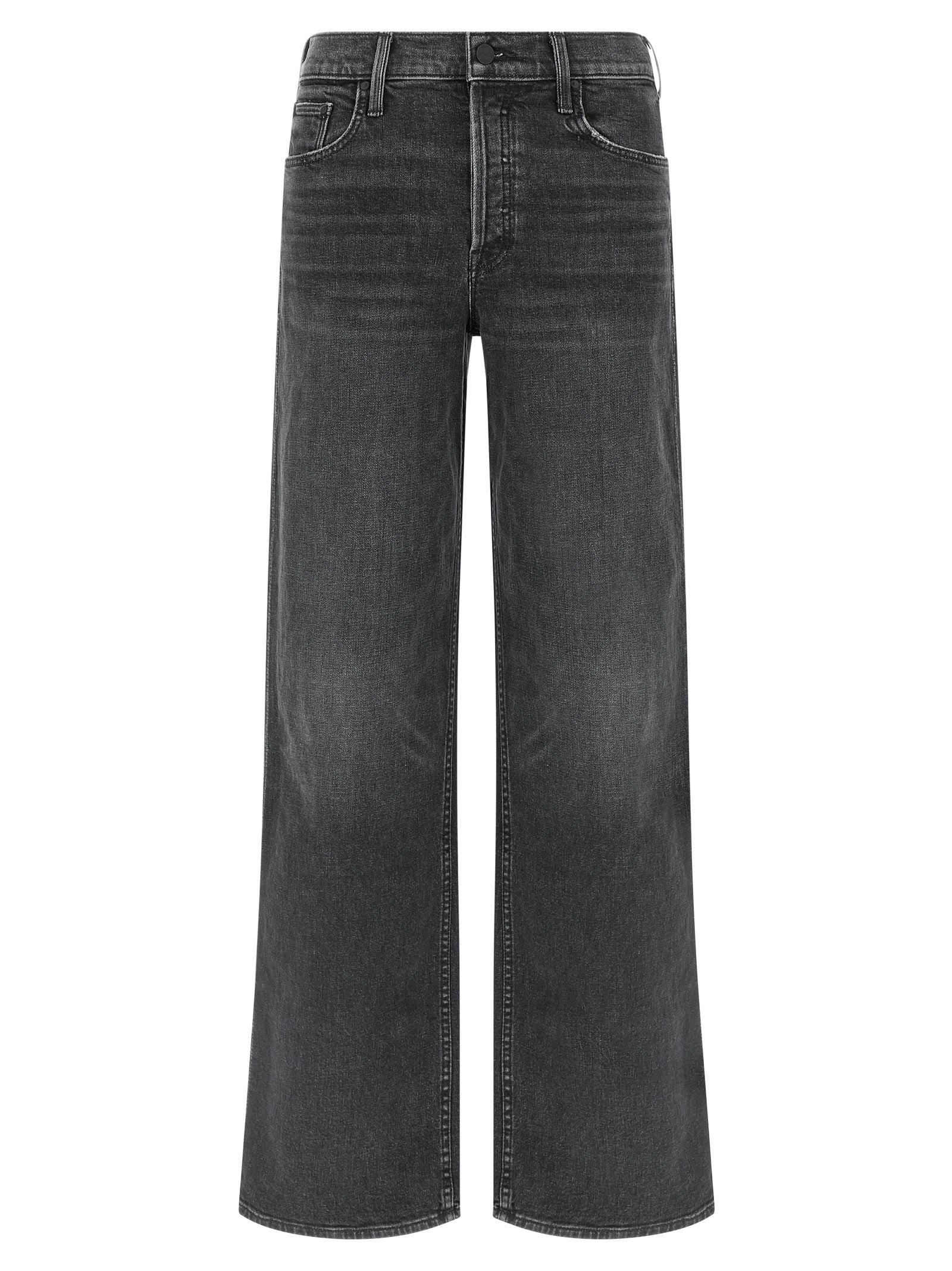 Black Cotton Straight-Leg Jeans