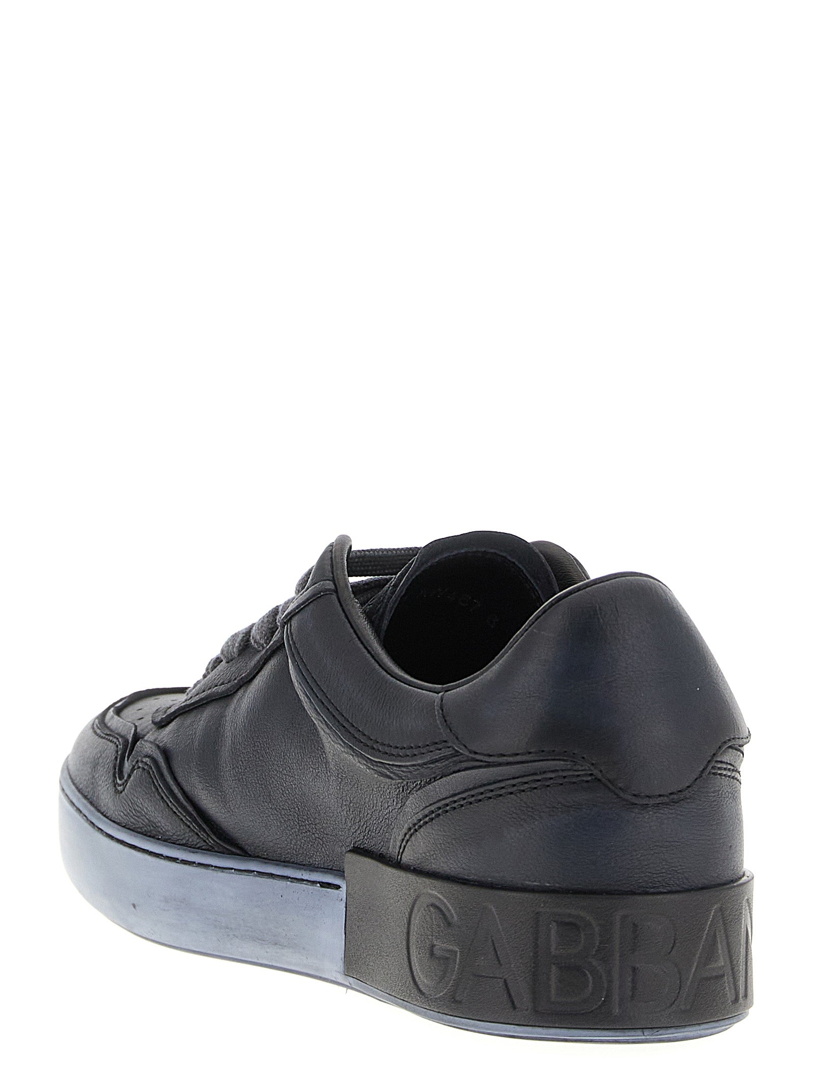 Black Lamb Leather Low Top Sneakers