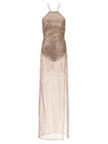 Multicolor Polyester Long Dress