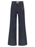 Blue Cotton Straight-Leg Jeans