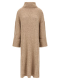 Beige Alpaca Leather Midi Dress