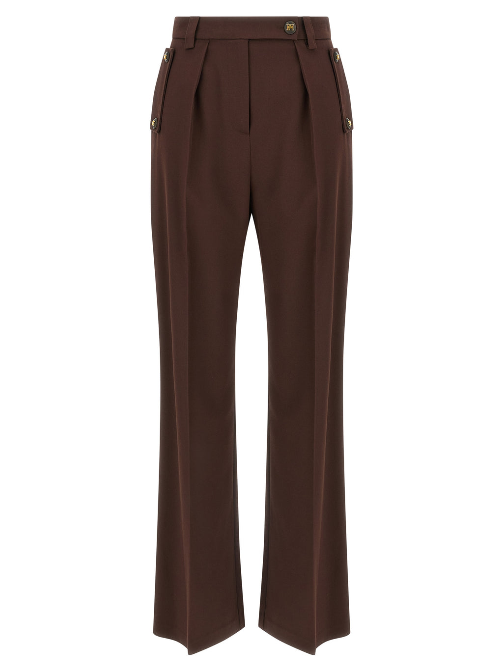 Brown Polyester Casual Pants