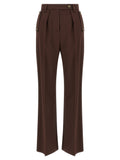 Brown Polyester Casual Pants