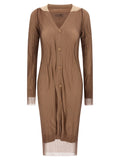 Beige Polyamide Midi Dress