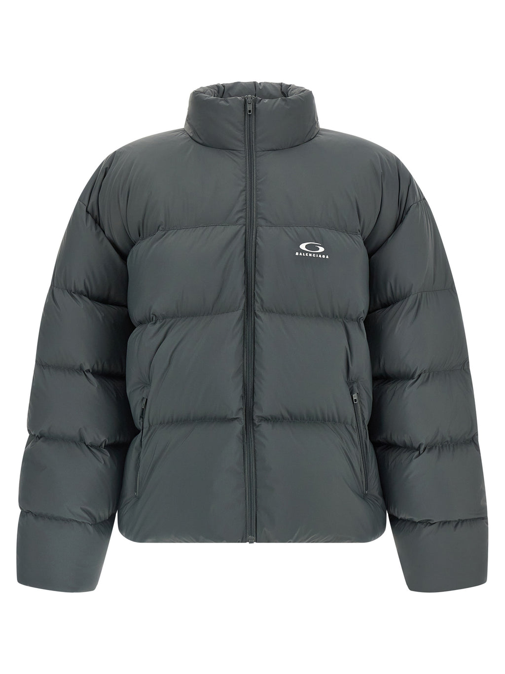 Gray Polyamide Full-Length Jacket