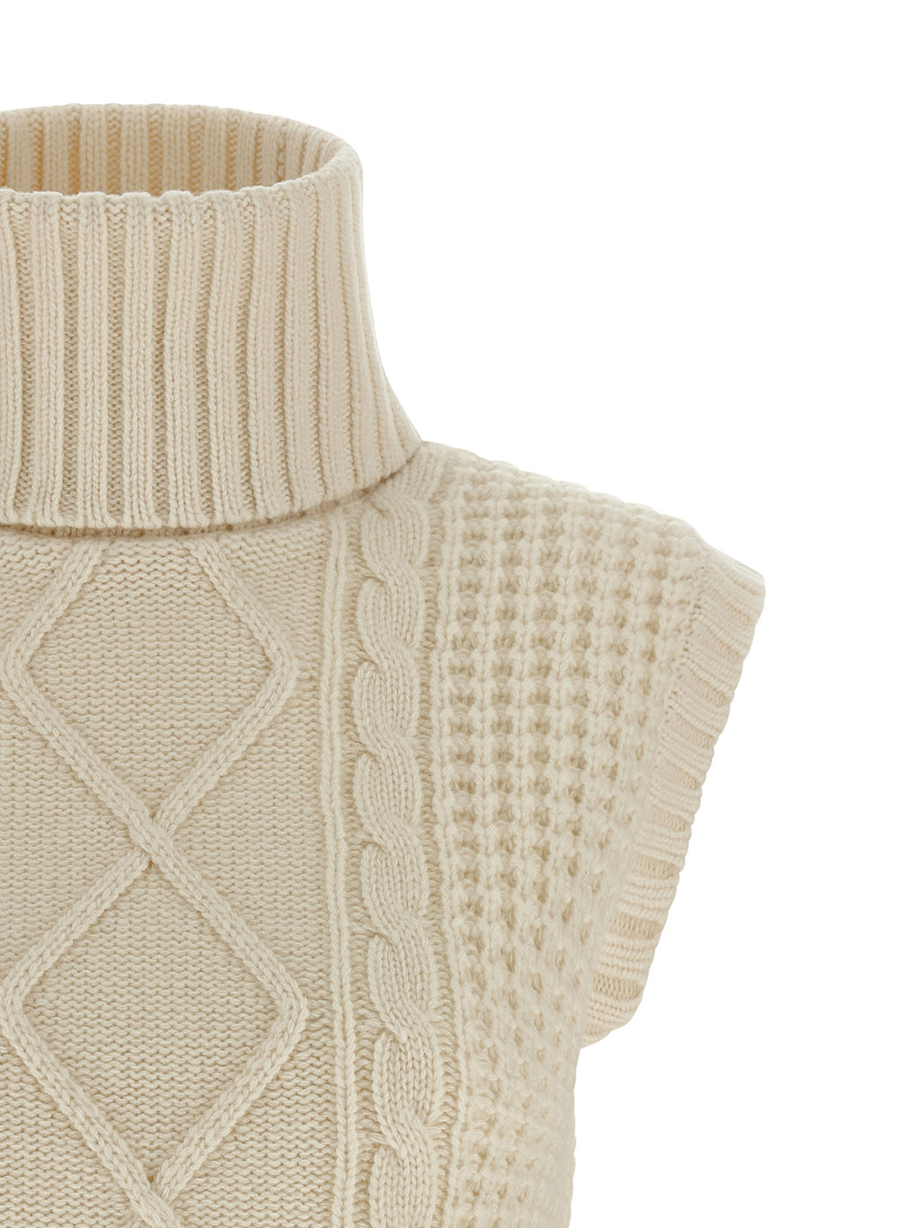 White Merino Wool Sleeveless Jacket