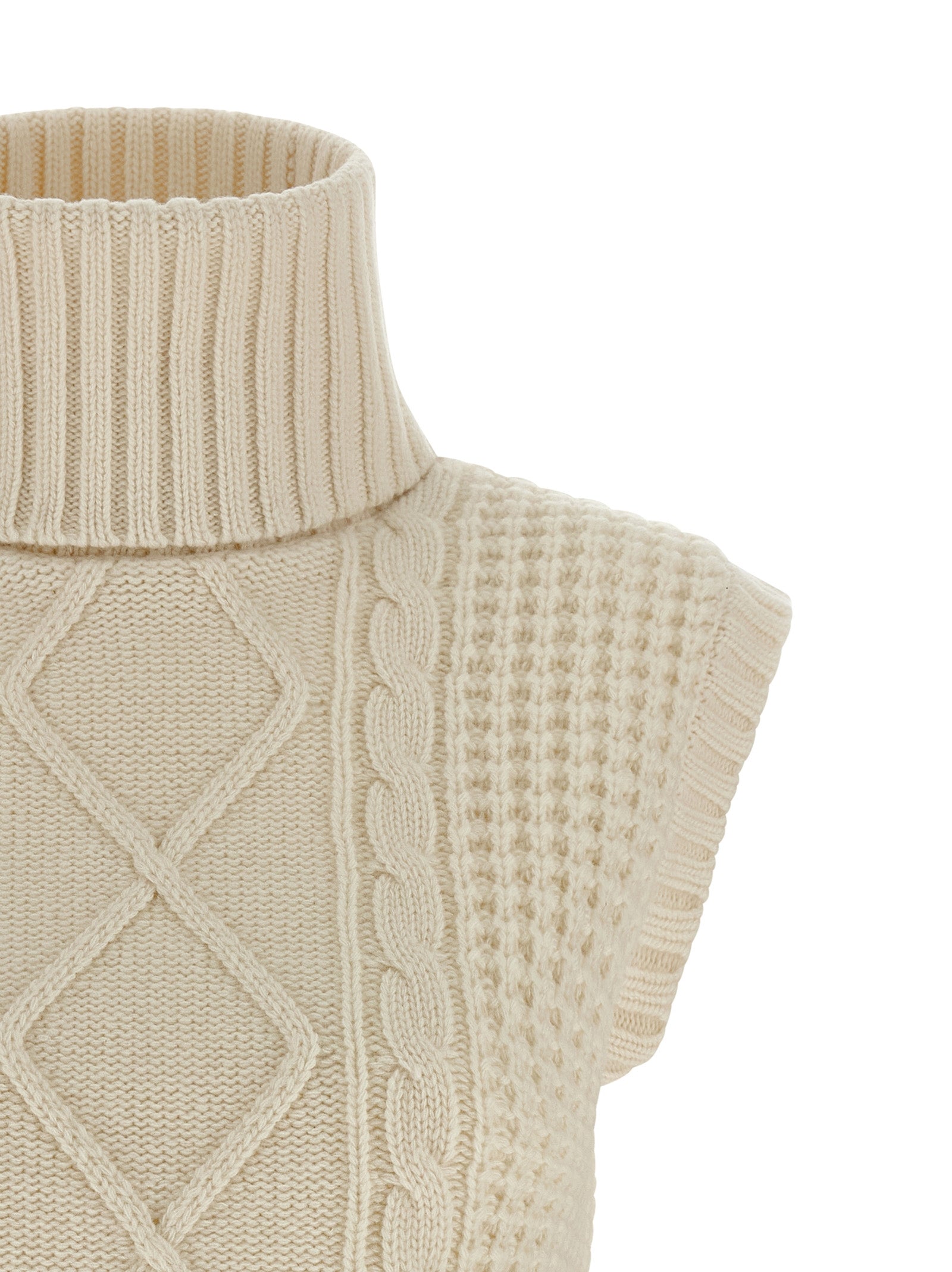 White Merino Wool Sleeveless Jacket