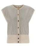 Beige Virgin Wool Sleeveless Jacket