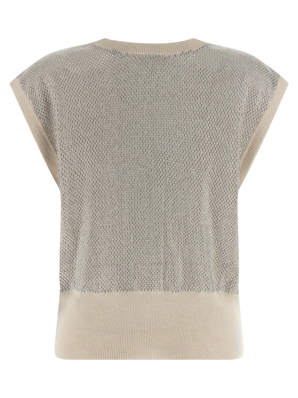 Beige Virgin Wool Sleeveless Jacket