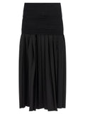 Black Polyester Midi Skirt