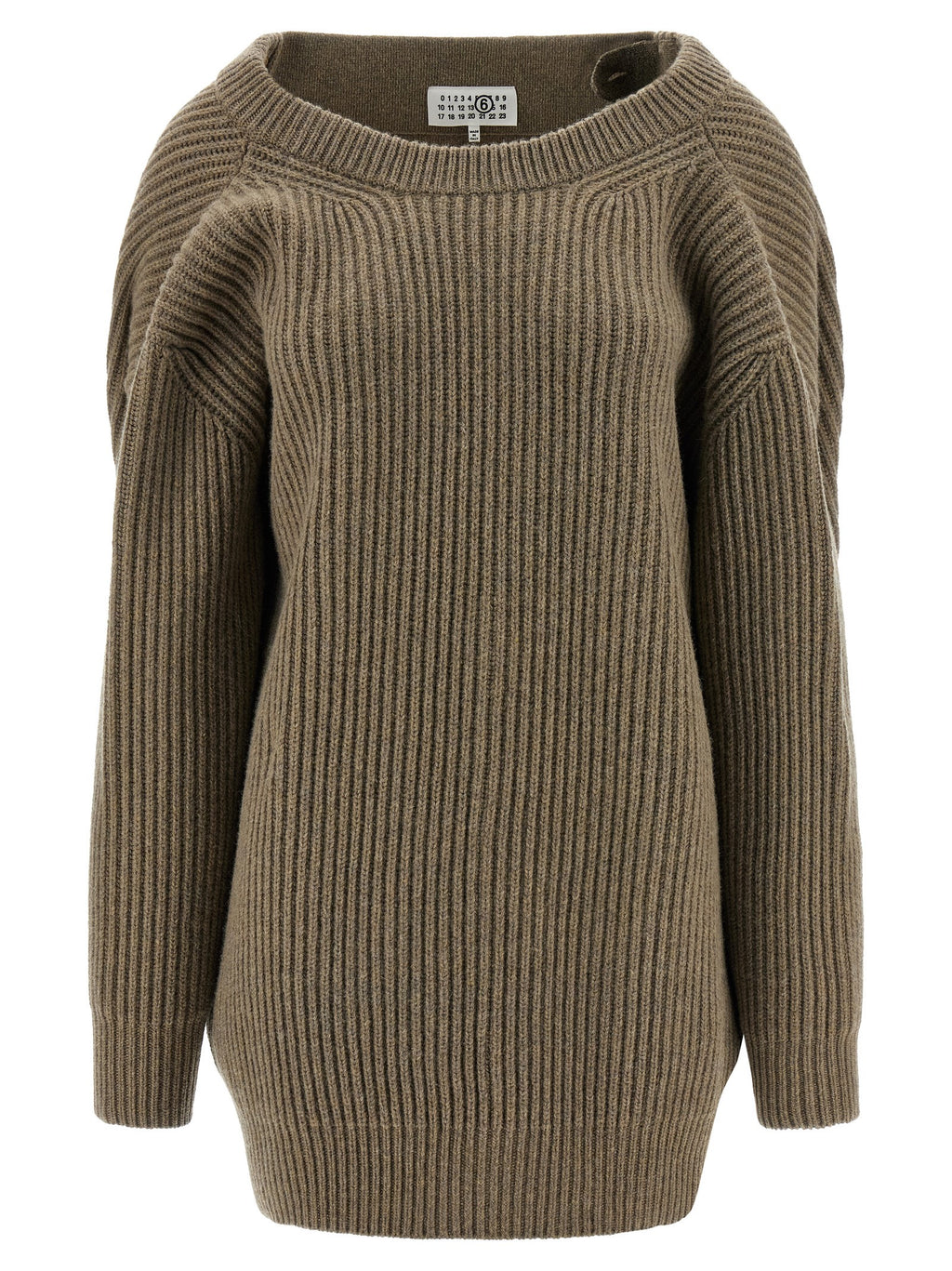 Beige Virgin Wool Short Dress