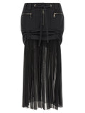 Black Silk Midi Skirt