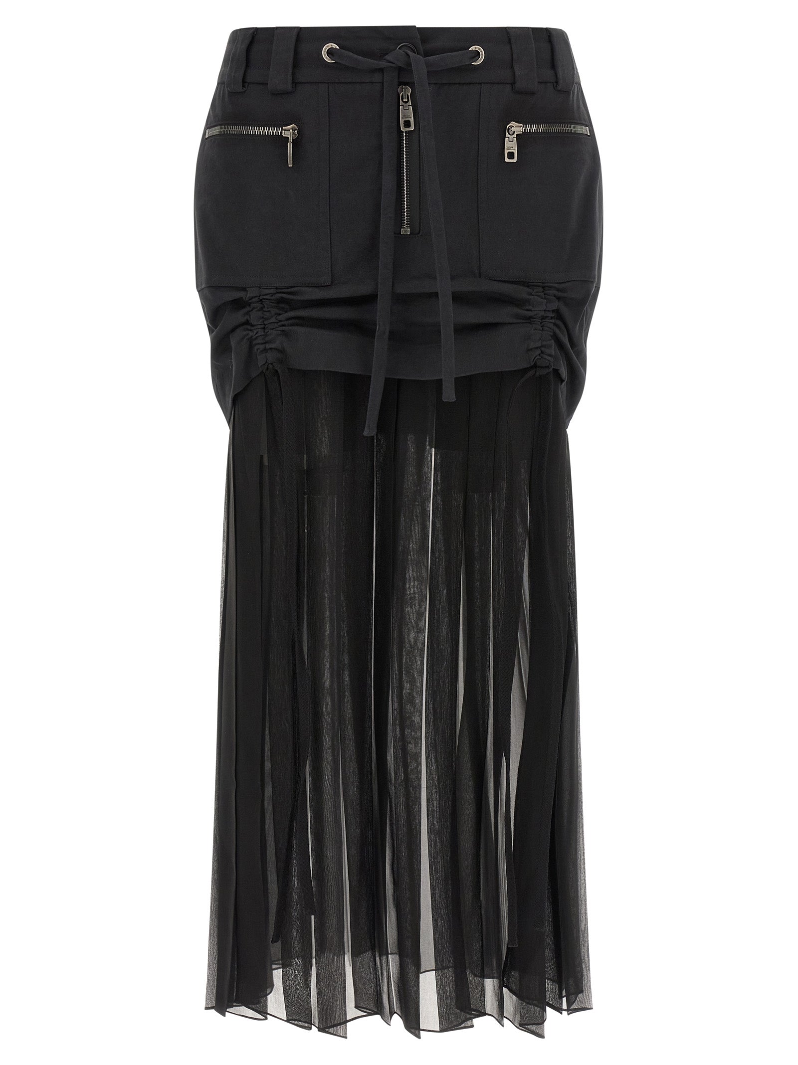 Black Silk Midi Skirt