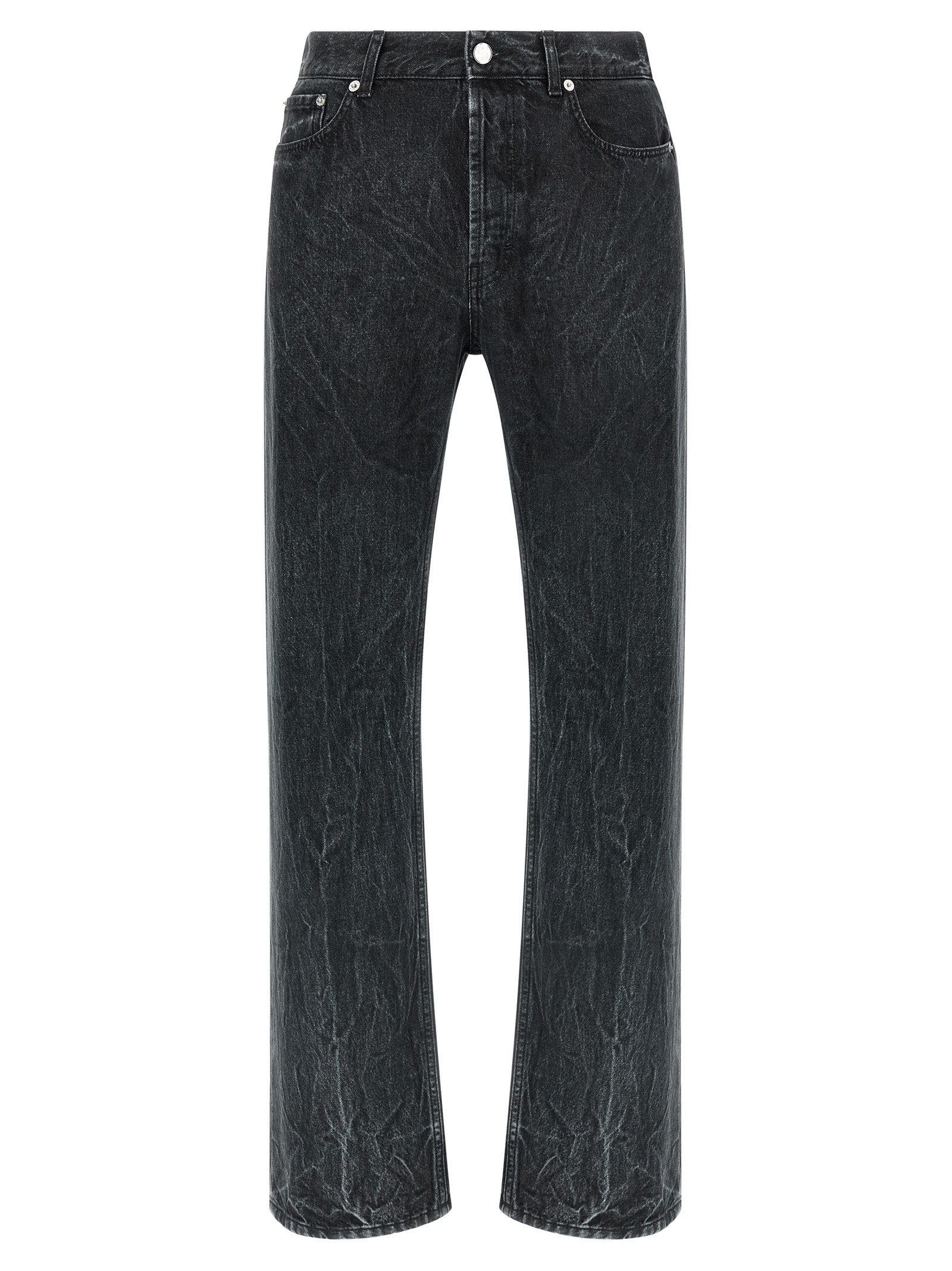 Black Cotton Straight-Leg Jeans