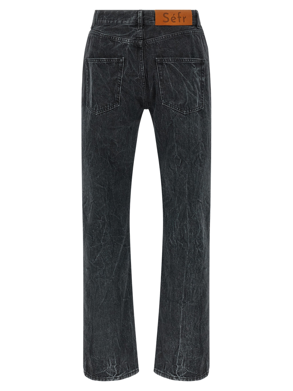 Black Cotton Straight-Leg Jeans