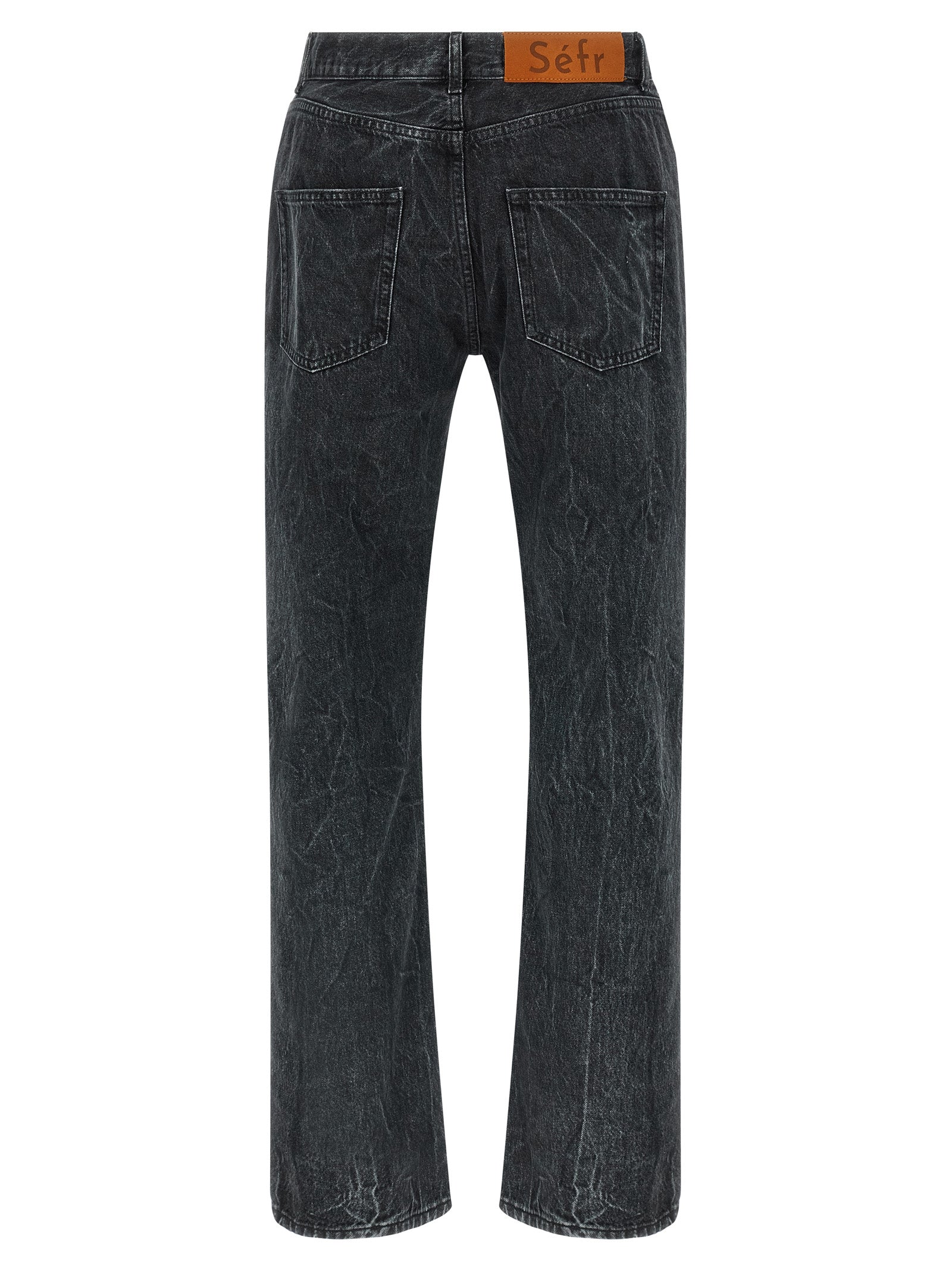 Black Cotton Straight-Leg Jeans