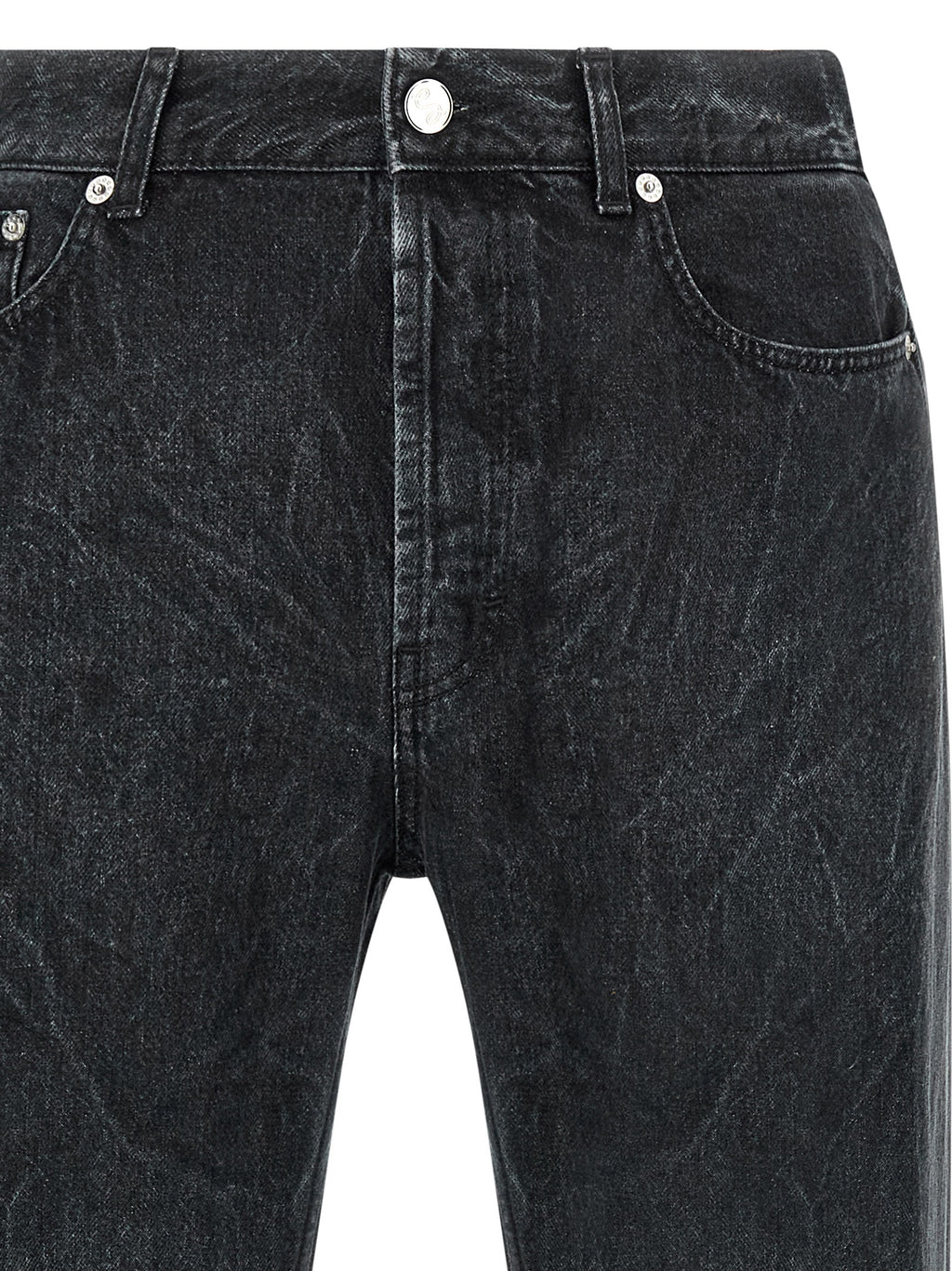 Black Cotton Straight-Leg Jeans