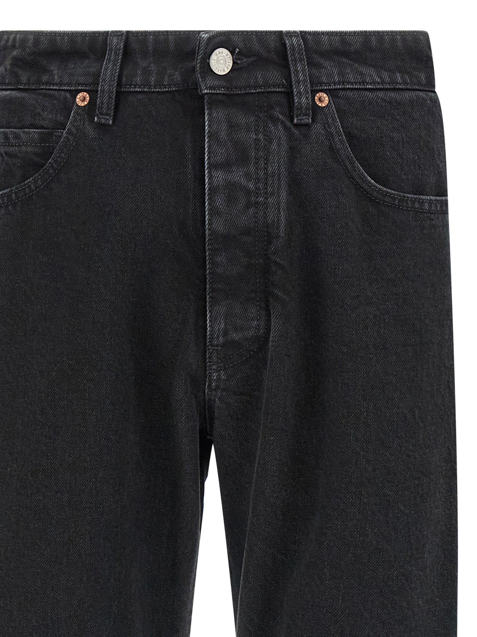 Black Cotton Tapered Jeans