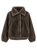 Brown Polyamide Full-Length Jacket