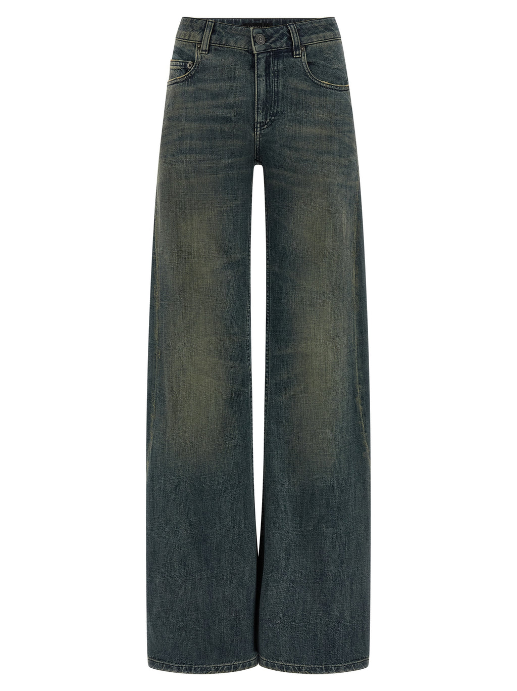 Blue Cotton Flared Jeans