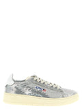 Silver Polyester Low Top Sneakers