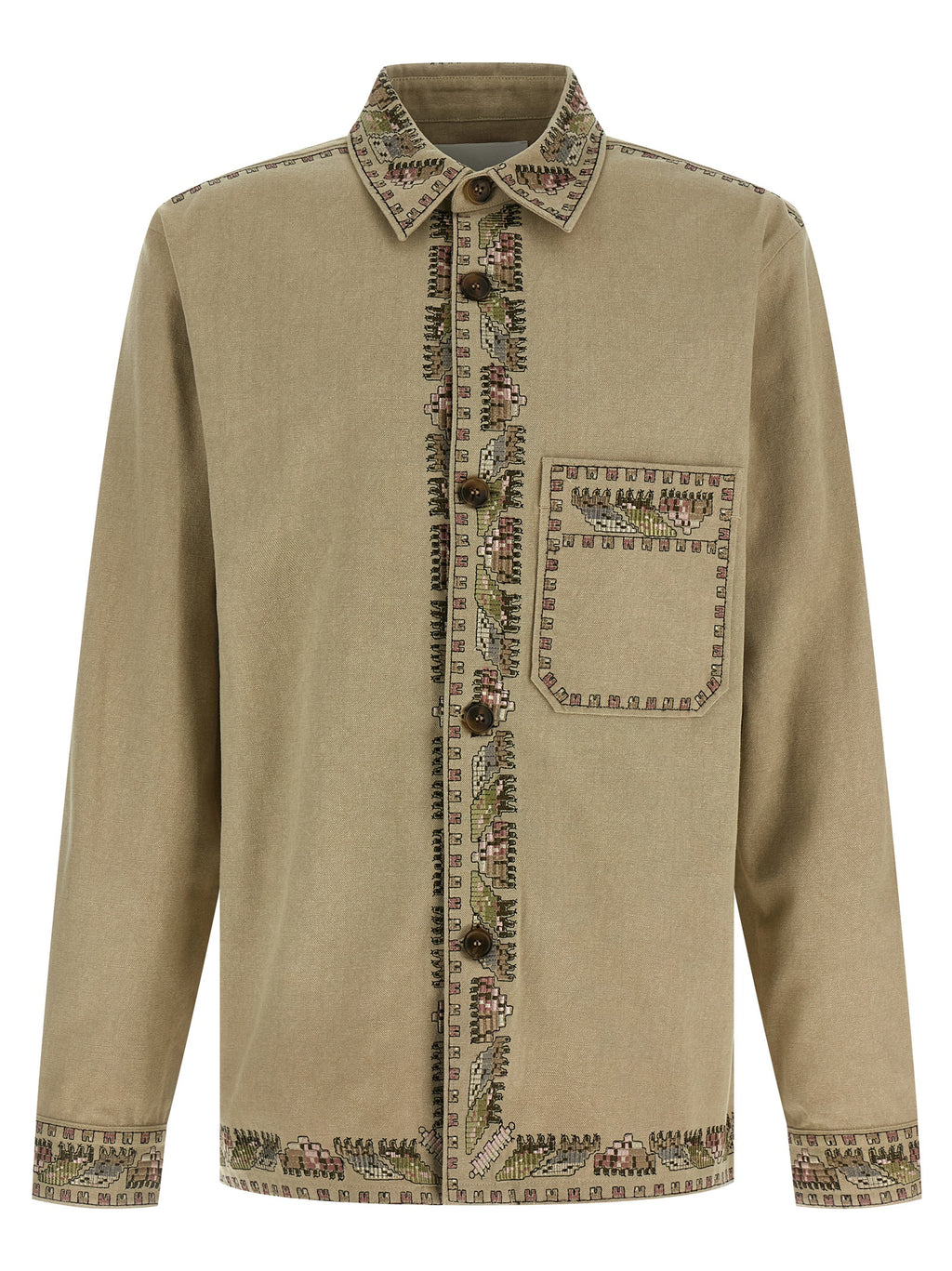 Beige Cotton Dress Shirt