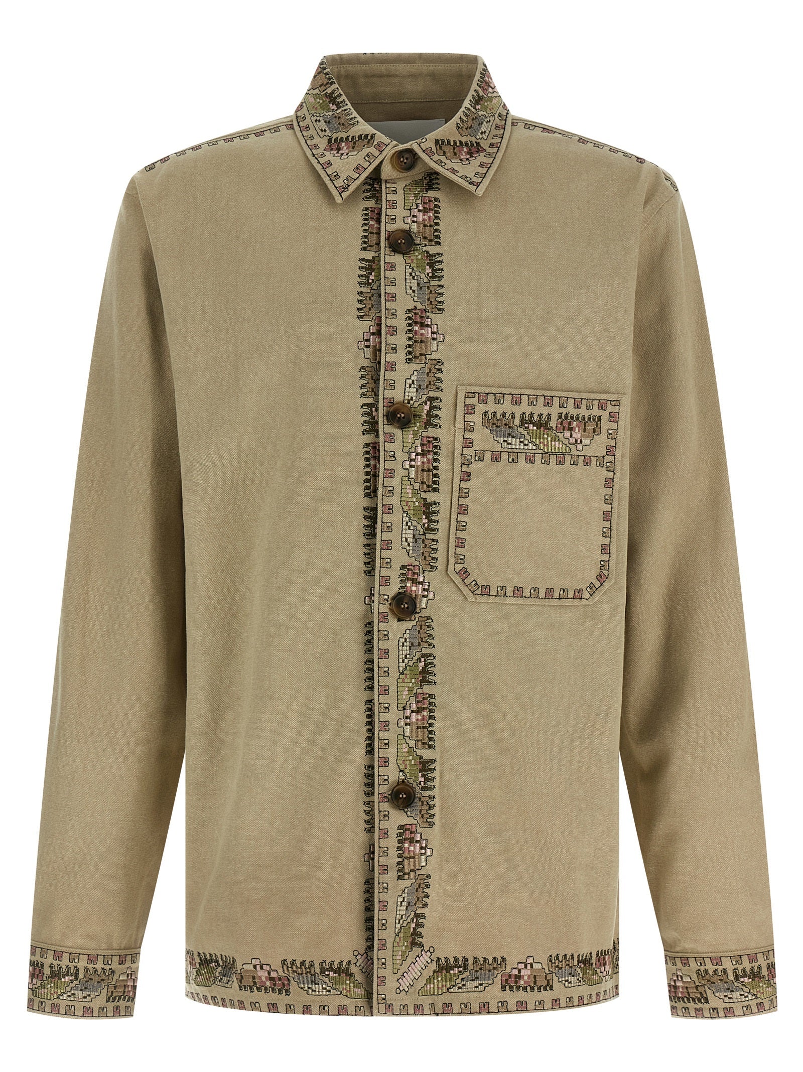 Beige Cotton Dress Shirt