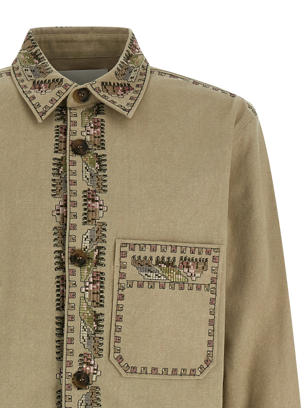 Beige Cotton Dress Shirt