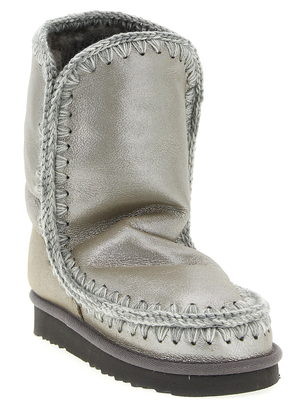 Silver Lambskin Ankle Boots